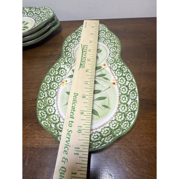 Temptations Green Snack Plate For Mug Plates Old World Set Of 4 Plates Only - Picture 5 of 5